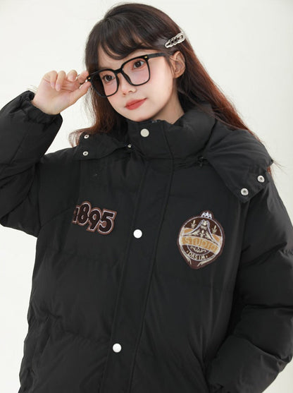 Emblem Logo Hoodie Mid Length Cotton Coat