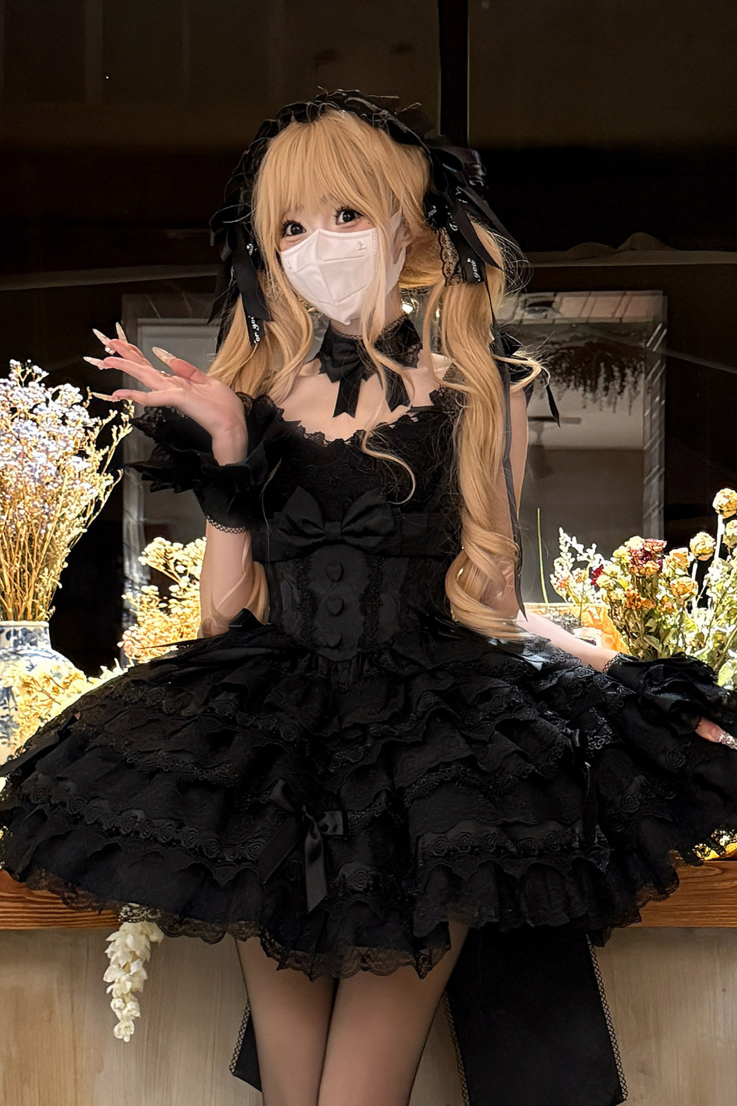 【予約商品】プリンセスバレエケーキロリータドレス+ヘアバンド+ネックレス+スリーブ+テール