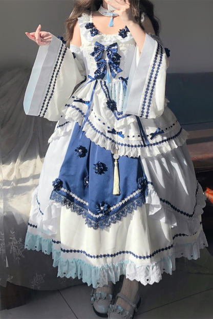 [3월 18일 예약마감] 차이나 드림 원피스 + 점퍼 스커트 + 소매 + 레그 워머 + 머리띠 + 칼라 + 클립 + 리본 + 공주 소매