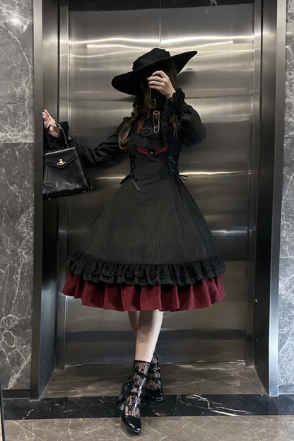 Retro Striped Elegant Gothic Lolita Dress