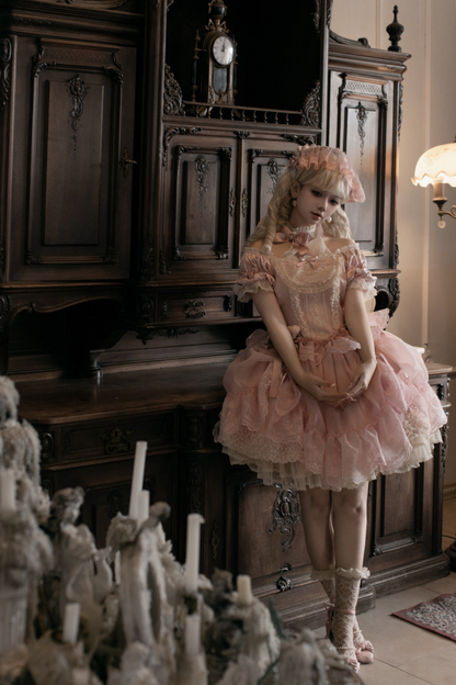 Moon River Lolita Puff Sleeve Top + Vest + Skirt