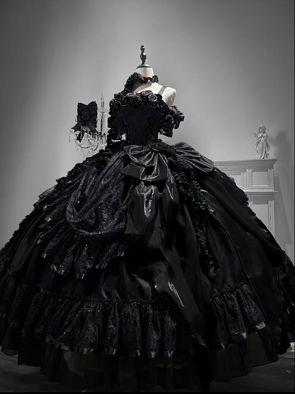 [Pre-order] Gothic Rose Wedding Lolita Gorgeous Tiered Corset JKS Dress