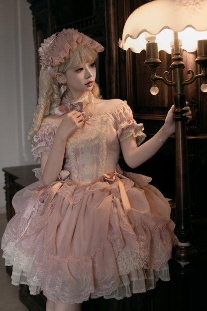 Moon River Lolita Puff Sleeve Top + Vest + Skirt
