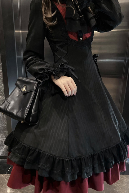 Retro Striped Elegant Gothic Lolita Dress