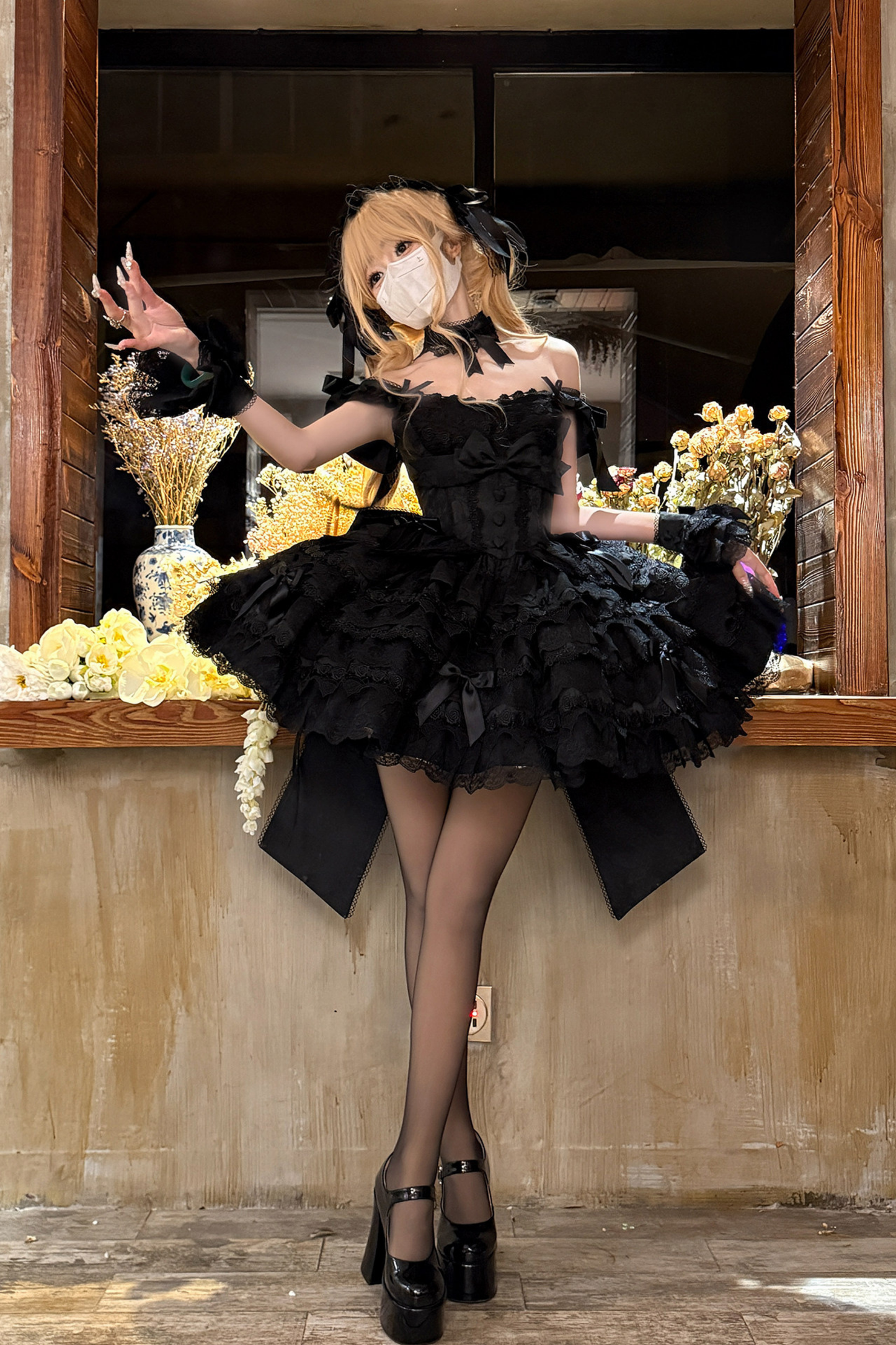 【予約商品】プリンセスバレエケーキロリータドレス+ヘアバンド+ネックレス+スリーブ+テール