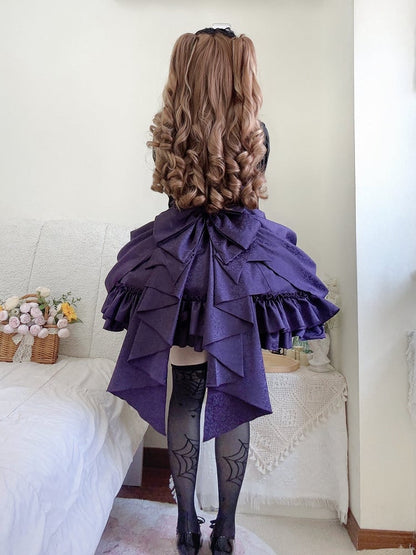 [Précommande jusqu'au 18 avril] Robe corset Lolita gothique à motif sombre et dentelle violette