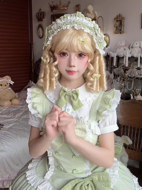 【3月31日予約締切】スイートアップルメイドドレスセットアップ＋バックリボントレーン＋ヘアバンド