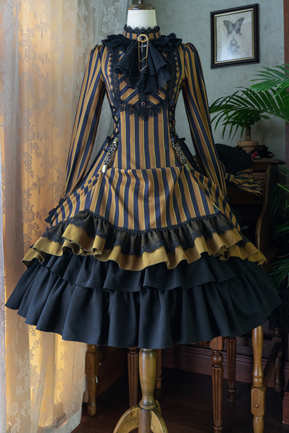 Retro Striped Elegant Gothic Lolita Dress