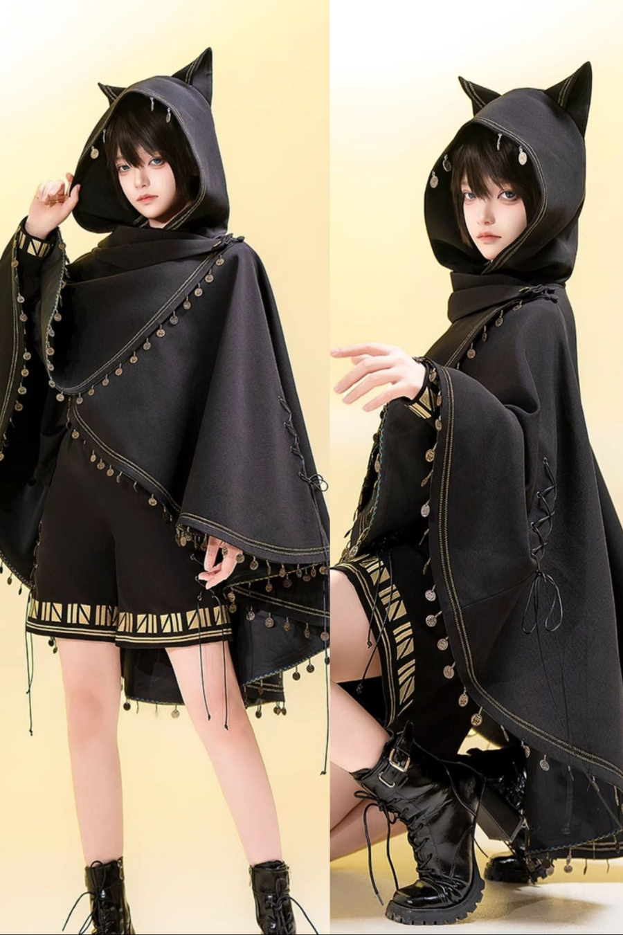 黒猫ロリータプリンスシリーズ猫耳オーバーサイズマント