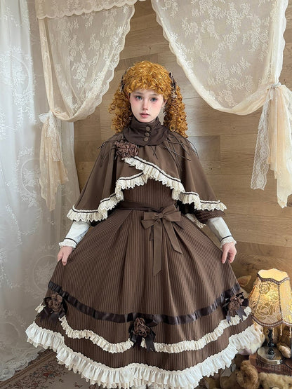 【12月23日予約締切】トワイライトレインロマンティックローズハイネックカラー付きフリルケープ