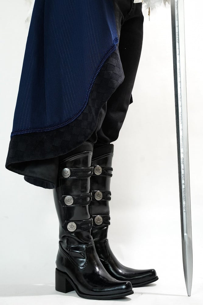 【9月7日予約締切】Black/White/Gray Gothic Lolita Prince Square Toe Retro Boots