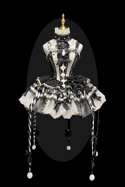 【12月26日予約締切】サーカスシリーズキングブラックアンドホワイトロリータピエロドレス＋フルセットA/B