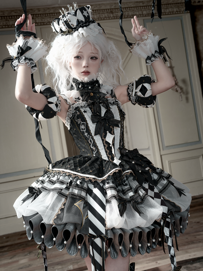 【12月26日予約締切】サーカスシリーズキングブラックアンドホワイトロリータピエロドレス＋フルセットA/B