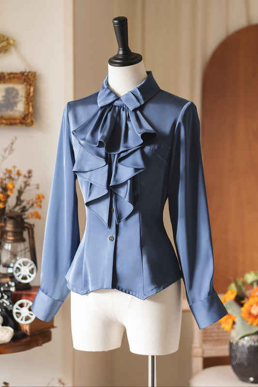 Retro Elegant Satin Blouse