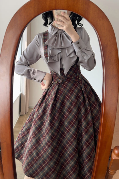 レトロエレガントサテンブラウス