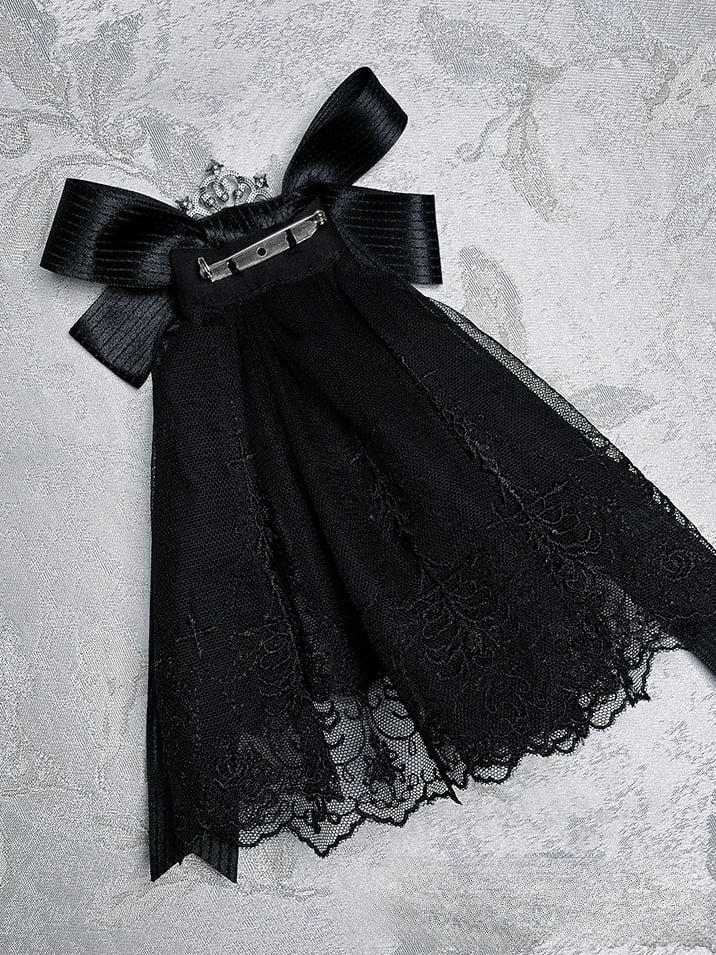 Black Mist Banquet Gothic Cross Rose Bonnet + Veil + Brooch