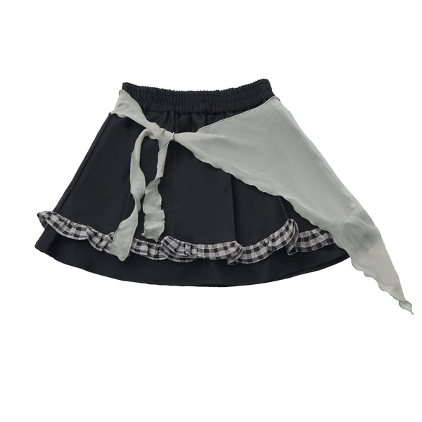 Check Ribbon Camisole Two Piece Jacket + Cape Coat + Skirt