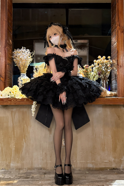 【予約商品】プリンセスバレエケーキロリータドレス+ヘアバンド+ネックレス+スリーブ+テール