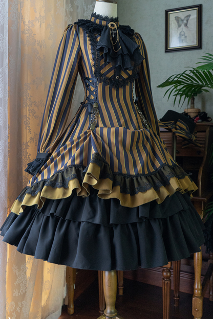 Retro Striped Elegant Gothic Lolita Dress