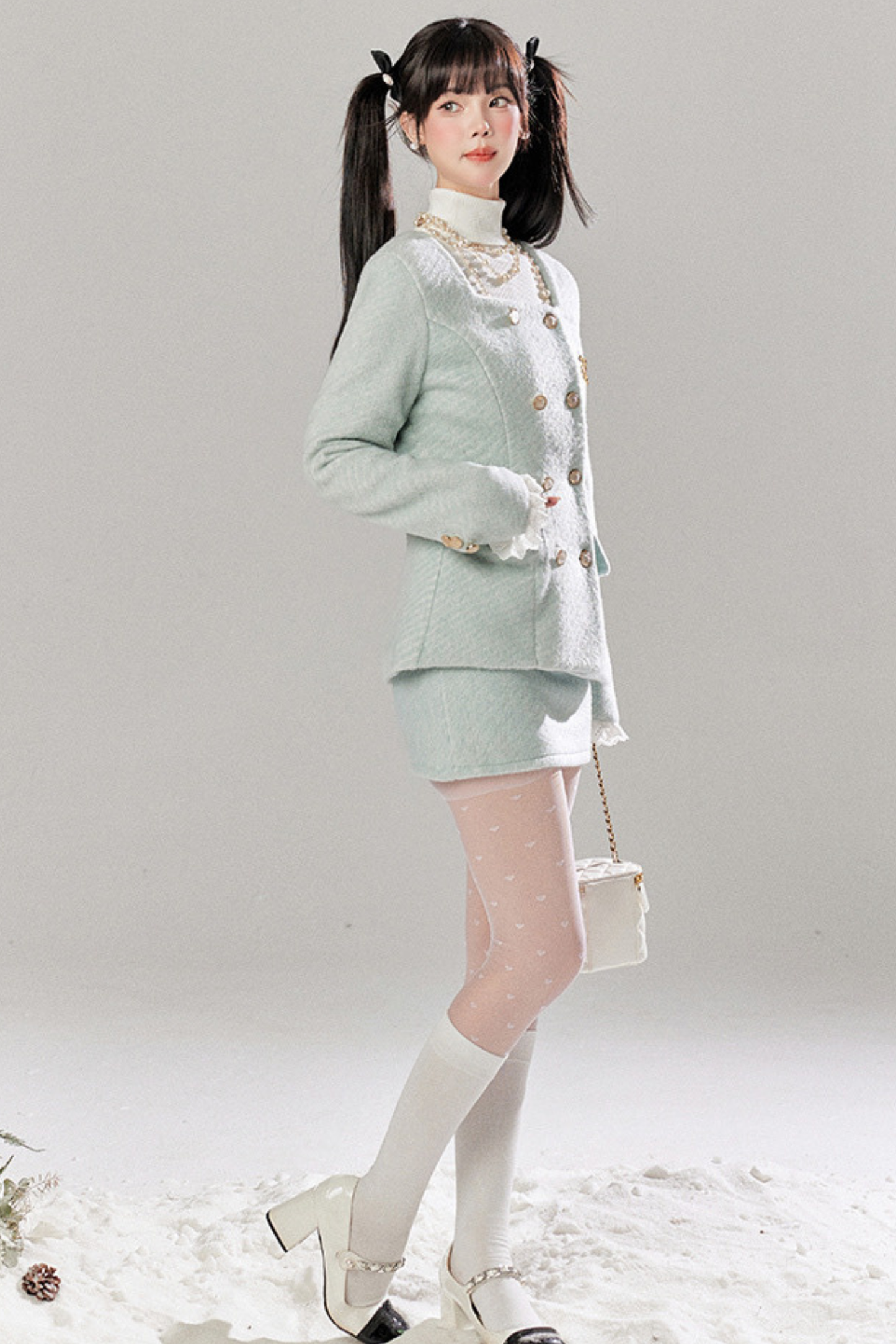 Ice Blue Retro Gurley Jacket + Tight Skirt