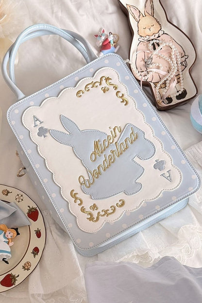[Clôture des réservations le 16 juillet] Sac carré Alice fantaisie lapin cartes à pois avec bandoulière