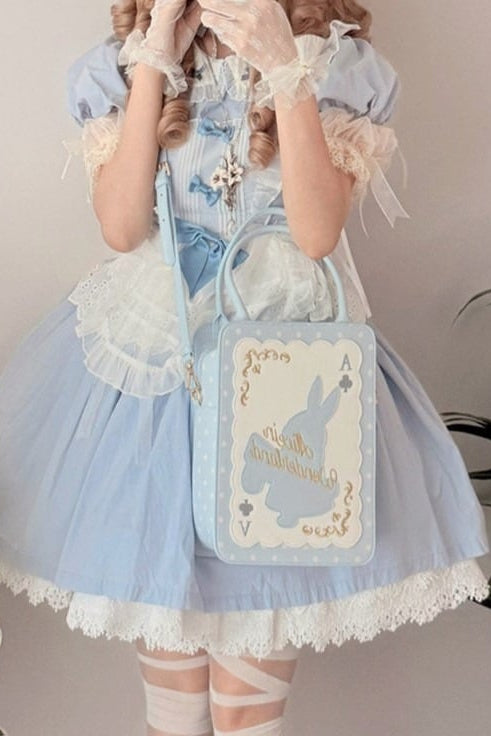 [Clôture des réservations le 16 juillet] Sac carré Alice fantaisie lapin cartes à pois avec bandoulière