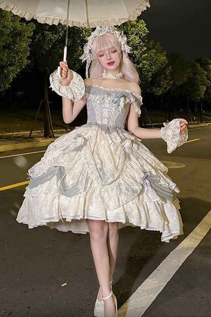 [Pre-order Deadline: June 14] Mist Blue Moonlight Elegant Princess Lolita Corset Pull-Up Dress