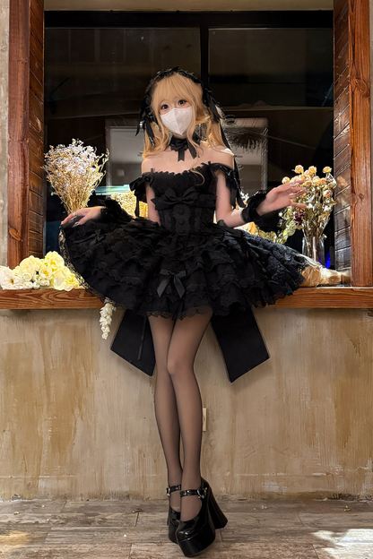 【予約商品】プリンセスバレエケーキロリータドレス+ヘアバンド+ネックレス+スリーブ+テール