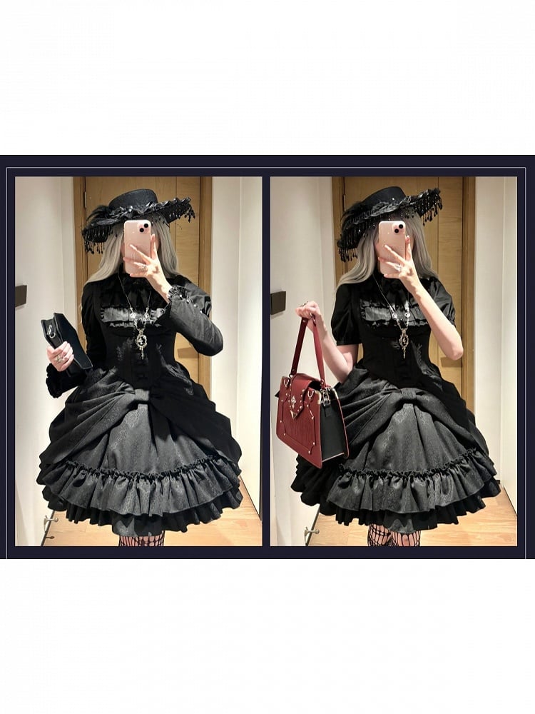 [Précommande jusqu'au 18 avril] Robe corset Lolita gothique à motif sombre et dentelle violette