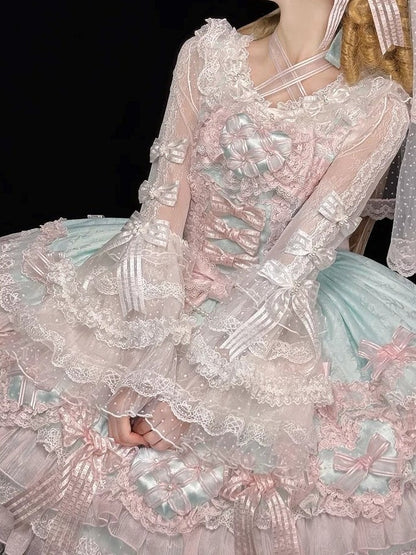 【12月26日予約締切】ピュアスイートローズファンタジークロスリボンレースベルスリーブシャツ