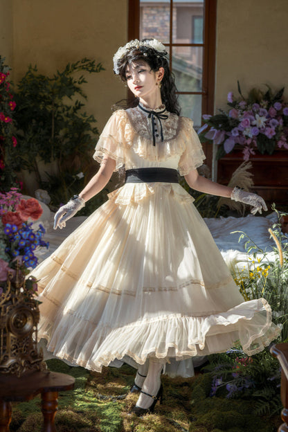 Classical Lace Dress + Headdress + Flower Hat