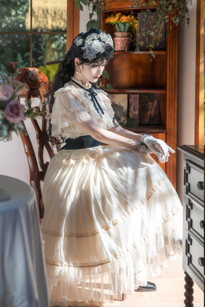 Classical Lace Dress + Headdress + Flower Hat