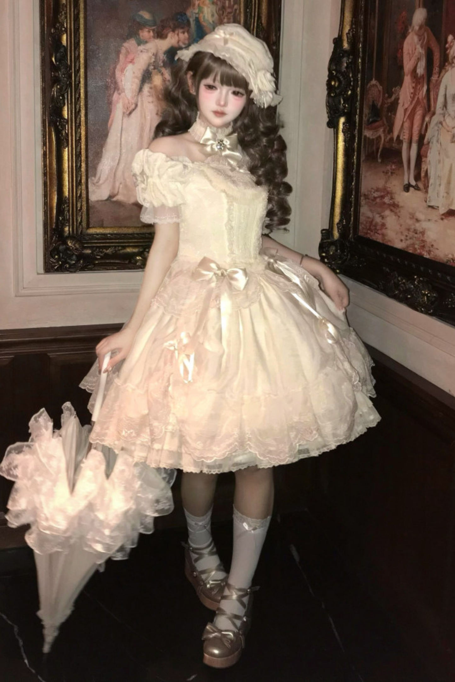 Moon River Lolita Puff Sleeve Top + Vest + Skirt