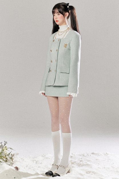 Ice Blue Retro Gurley Jacket + Tight Skirt