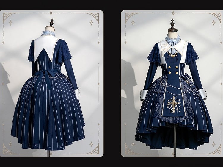 【2月26日予約締切】ゴシックエンブロイダリーストライプ懐中時計シスタードレスフルセット＋ヘッドドレス