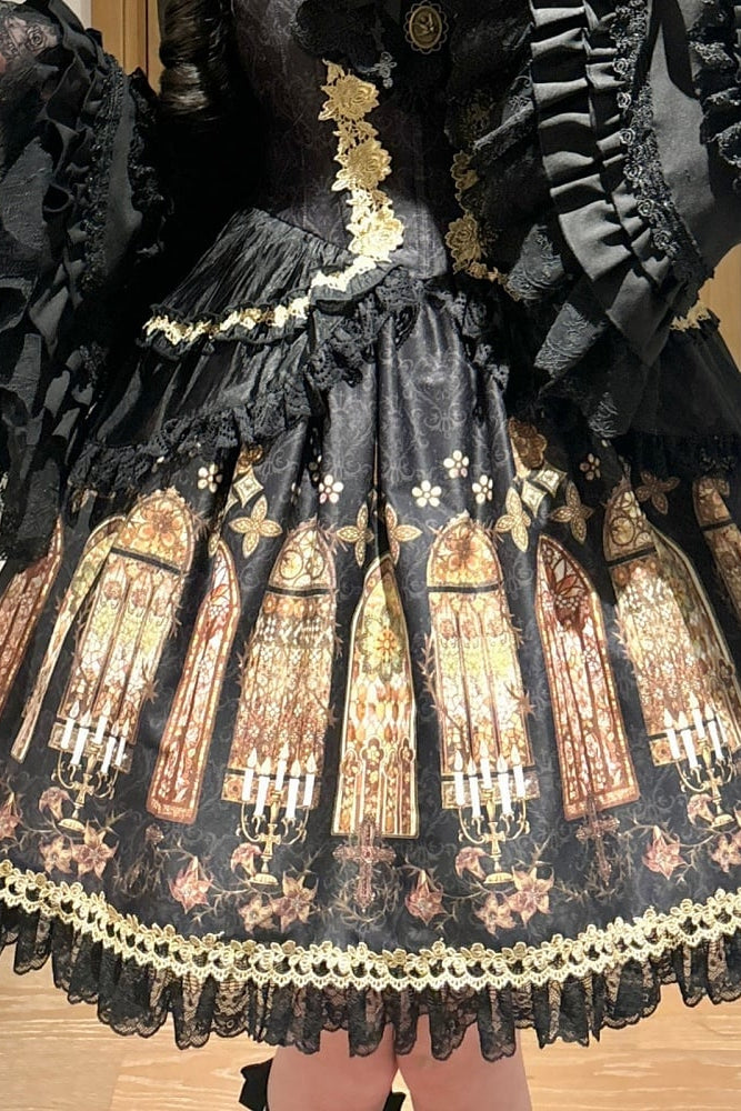 【9月28日予約締切】Gothic Lolita Stained Glass Lace Ruffle Corset JSK Dress