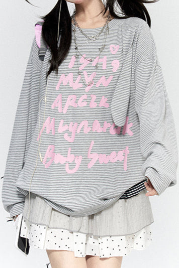 ラビットボーダートップス+ドットスカート