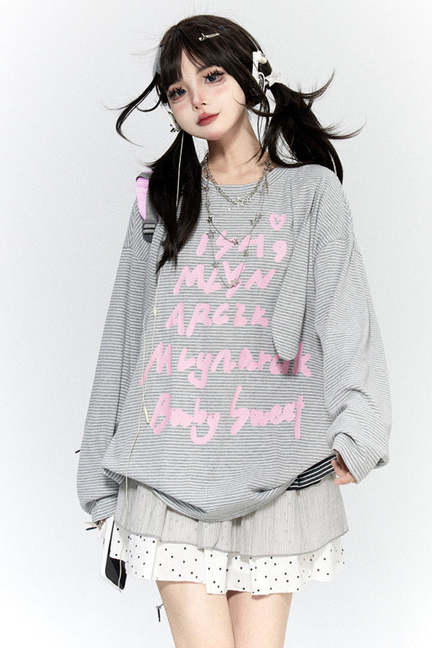 ラビットボーダートップス+ドットスカート