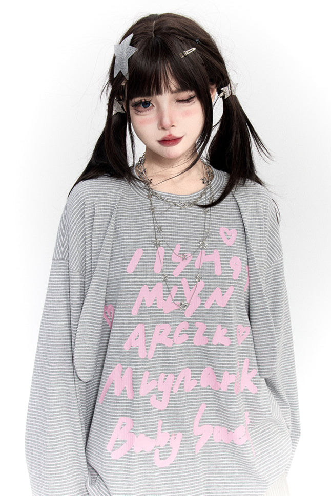 ラビットボーダートップス+ドットスカート