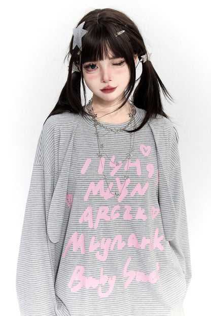 ラビットボーダートップス+ドットスカート