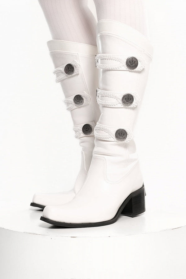【9月7日予約締切】Black/White/Gray Gothic Lolita Prince Square Toe Retro Boots