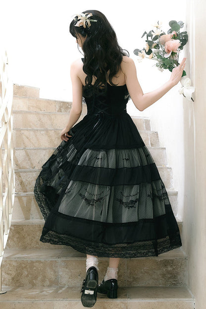 【Cierre de reservas: 22 de junio】Vestido romántico en capas con bordado floral azul/negro