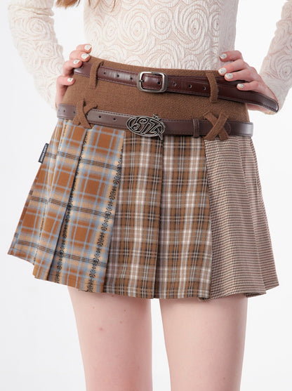 American Retro Asymmetrical Wool Pleated Skirt