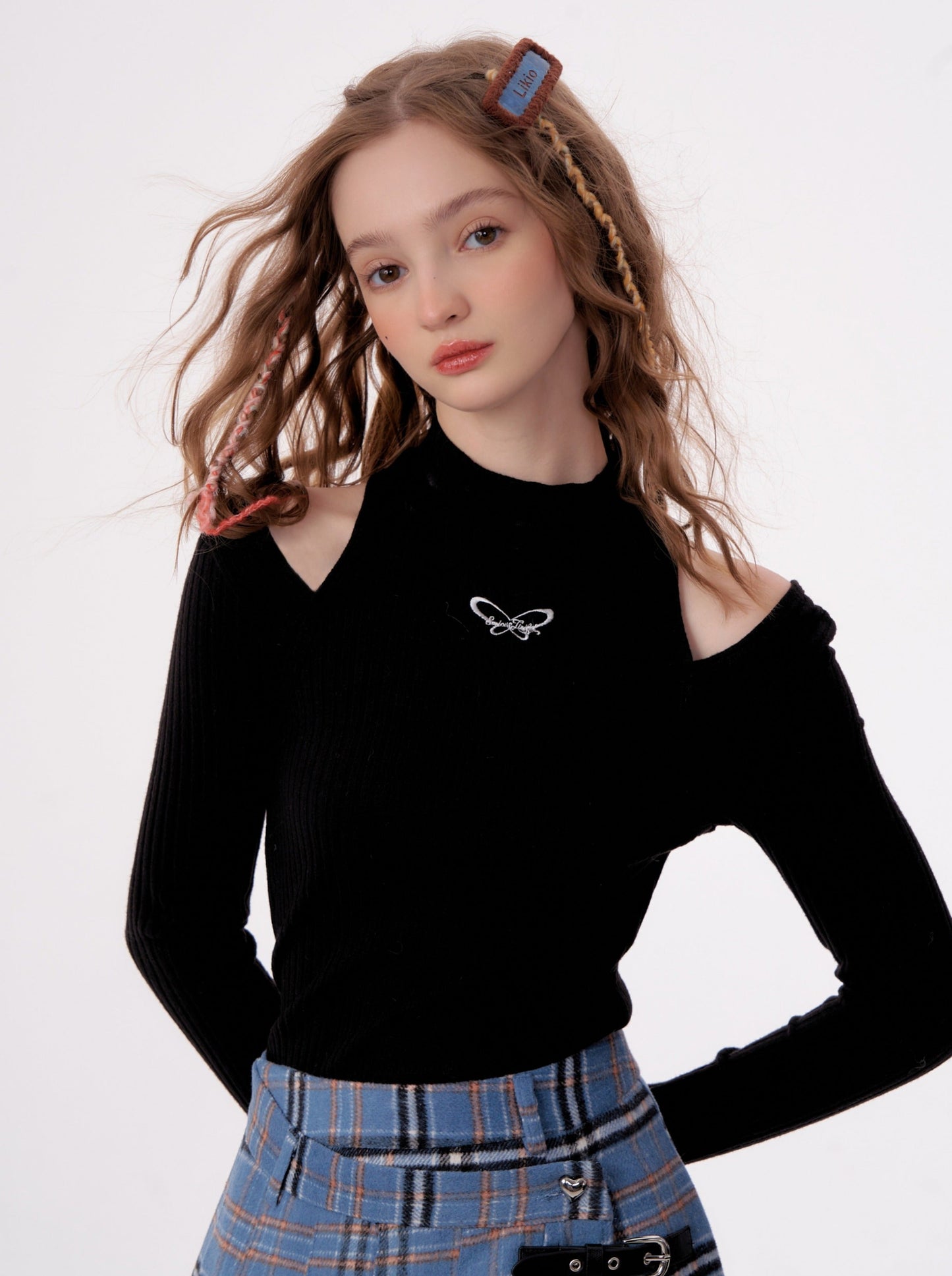 American Retro Open Shoulder Slim Butterfly Tops