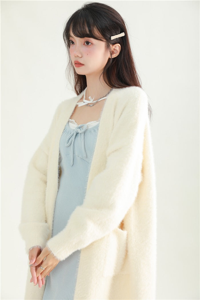 Fur Knit Long Cardigan