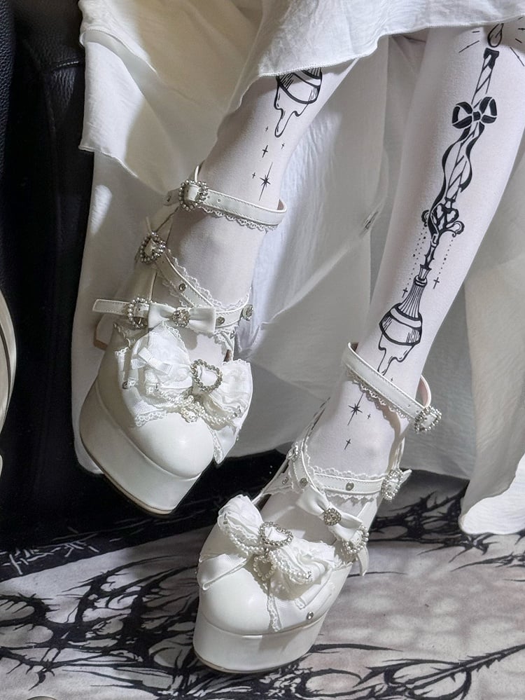 【12月12日予約締切】ジェムストーンパールリボンロリータハイヒール