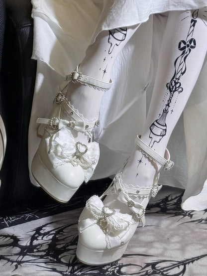 【12月12日予約締切】ジェムストーンパールリボンロリータハイヒール