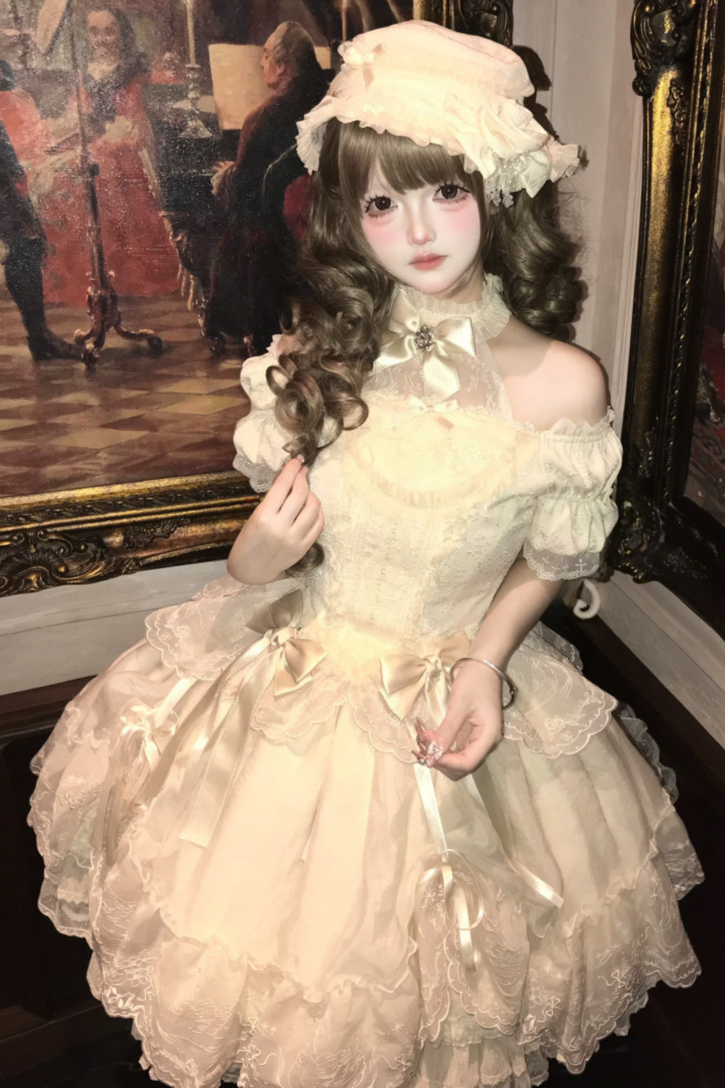 Moon River Lolita Puff Sleeve Top + Vest + Skirt