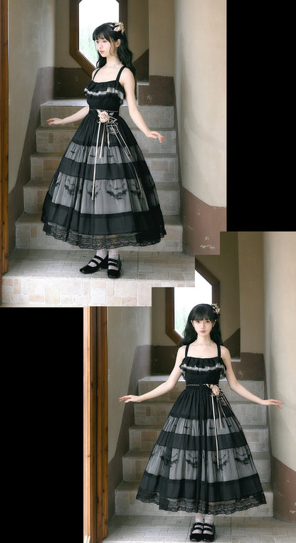 【Cierre de reservas: 22 de junio】Vestido romántico en capas con bordado floral azul/negro