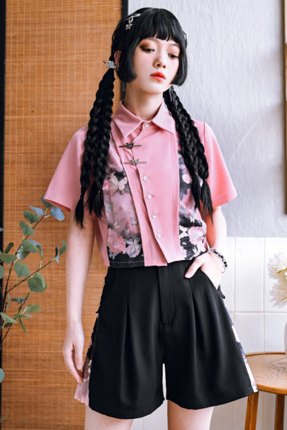 チャイニーズクロップドシャツ